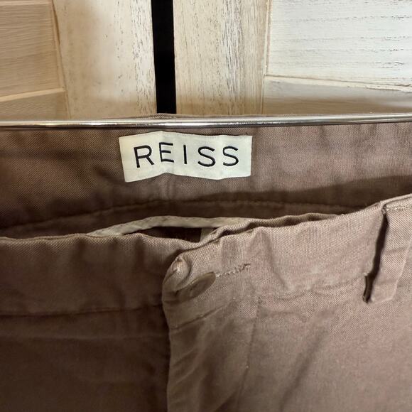 REISS Men's 34 Cotton Casual Chino Trouser Pants Brown Khaki Tan Senator - Picture 8 of 13